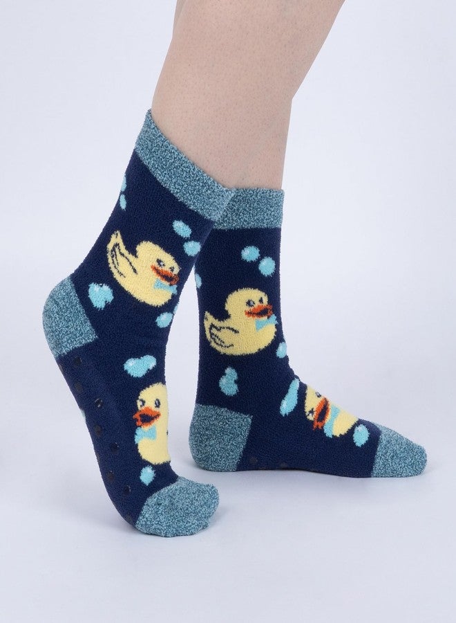 Sock It To Me جوارب نسائية ناعمة مانعة للانزلاق، من ماركة "سوك إت تو مي" (Sock It To Me) بتصميم بطة مطاطية، لون أزرق. - Image 3